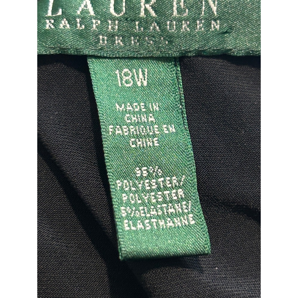 Lauren Ralph Lauren Black Ruched V-Neck Maxi Dress 18W Sleeveless Evening Gown - Picture 9 of 10